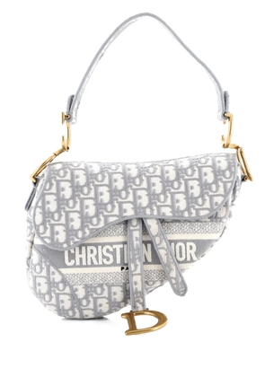 Christian Dior Pre-Owned Saddle Handbag Logo Embroidered Oblique Canvas Medium shoulder bag - Grey