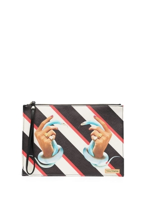 Seletti striped graphic-print clutch-bag - Black