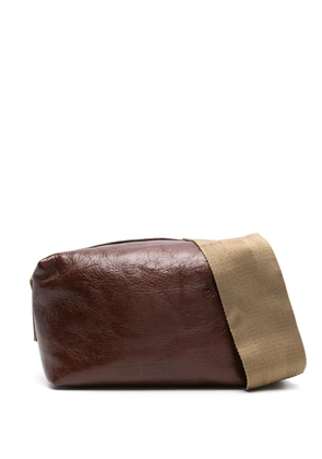 Uma Wang logo-debossed leather shoulder bag - Brown