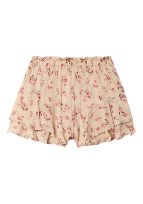 MARANT ÉTOILE Sornel ruffled floral-print shorts - Neutrals