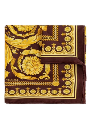 Versace large Barocco printed silk scarf - Brown