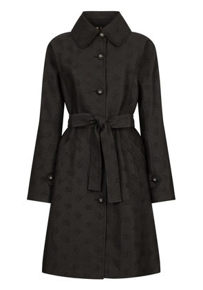 Dolce & Gabbana logo-jacquard belted trench coat - Black