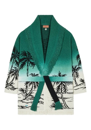 Alanui Wave Bloom fringed cardi-coat - Green