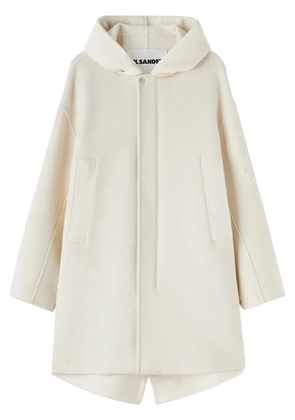 Jil Sander hooded virgin wool parka - White