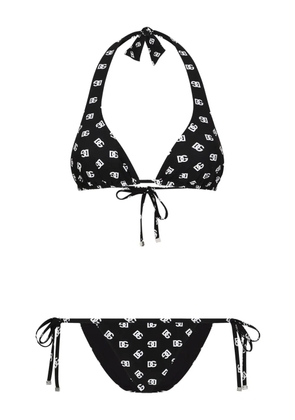 Dolce & Gabbana DNA DG-logo print triangle-cup bikini set - Black