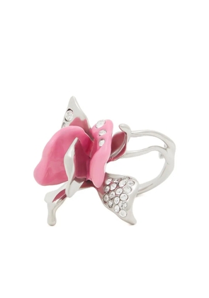 Marni enamelled tulip rhinestone ring - Silver