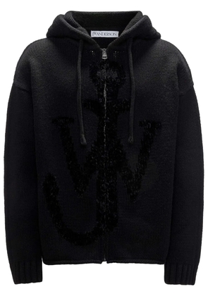 JW Anderson anchor-logo zip hoodie - Black