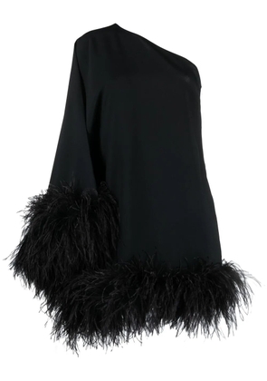 Taller Marmo Piccolo Ubud feather-trim one-shoulder dress - Black