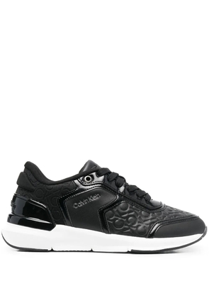 Calvin Klein leather monogram-pattern sneakers - Black