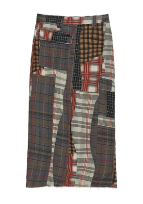 Bimba y Lola patchwork flap-pocket midi skirt - Brown