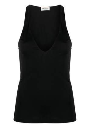 Saint Laurent plunging satin tank top - Black