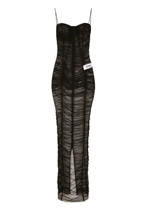 Dolce & Gabbana KIM DOLCE&GABBANA gathered-detail sheer maxi dress - Black