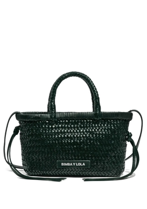 Bimba y Lola small woven-leather top-handle tote bag - Green