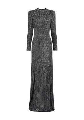 Jenny Packham Rory sequin-embellished long-sleeve maxi dress - Grey