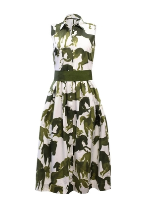 Sara Roka Zalla horse-print midi dress - White