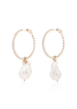 Mateo 14kt gold pearl diamond hoop earrings