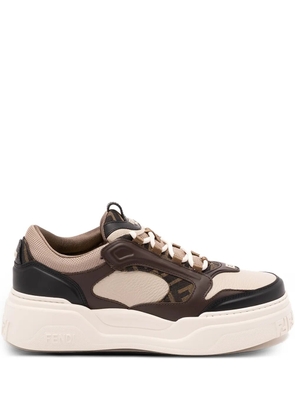 FENDI Force leather sneakers - Brown