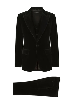 Dolce & Gabbana single-breasted 3 piece velvet suit - Black
