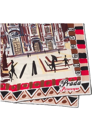 Prada Pittoresque Milan silk foulard - Red