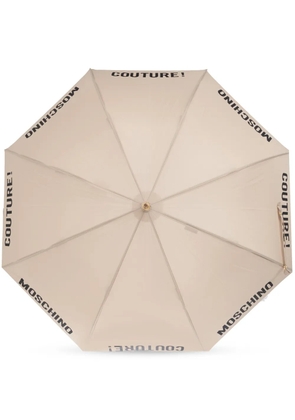 Moschino logo-print crook-handle umbrella - Neutrals
