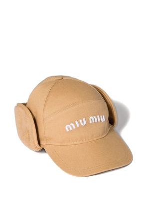 Miu Miu logo-embroidered cap - Neutrals