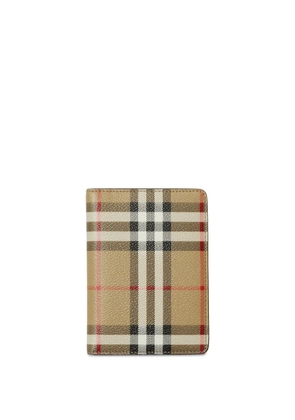 Burberry Vintage Check-pattern logo-stamp passport holder - Neutrals
