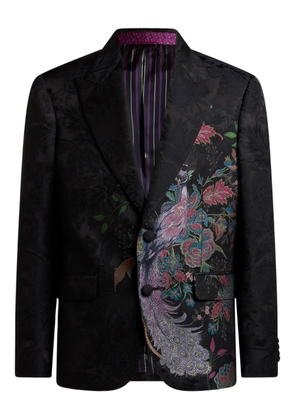 ETRO Peacock-jacquard single-breasted blazer - Black