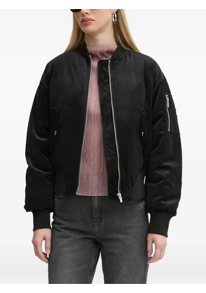 Karl Lagerfeld Jeans zip-up velvet bomber jacket - Black