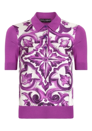 Dolce & Gabbana Majolica-print polo shirt - Purple