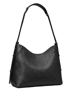 Tory Burch T Monogram pebble-leather shoulder bag - Black