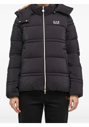 Ea7 Emporio Armani logo-detail hooded padded jacket - Black