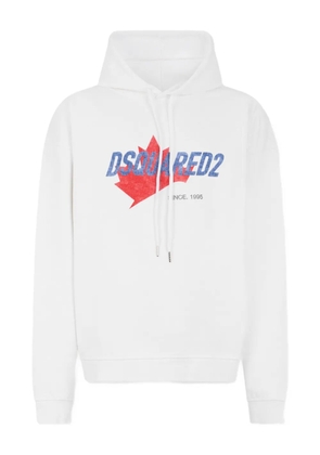 DSQUARED2 maple leaf graphic hoodie - White
