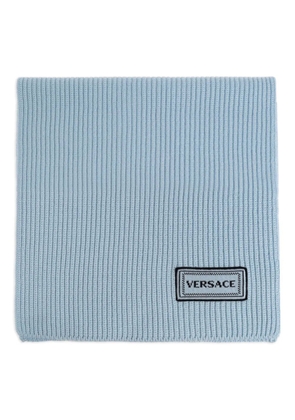 Versace ribbed logo-detail scarf - Blue