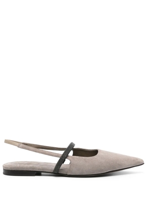 Brunello Cucinelli suede slingback ballerinas - Grey