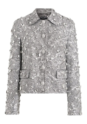 Dolce & Gabbana floral-jacquard single-breasted jacket - Silver