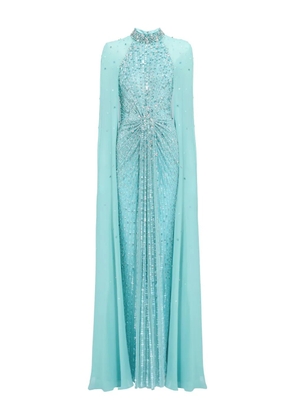 Jenny Packham Thea embellished cape maxi dress - Blue