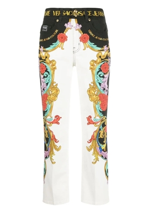 Versace Jeans Couture logo-waistband detail trousers - White
