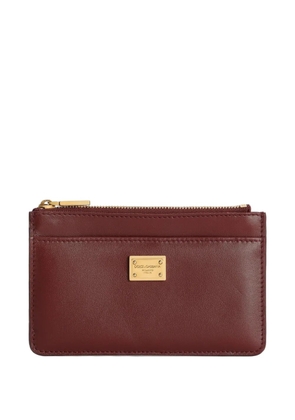 Dolce & Gabbana logo-plaque leather cardholder - Red
