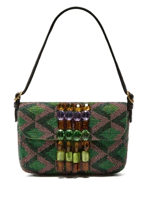 MALIPARMI beaded-embellishment geometric-pattern shoulder bag - Green
