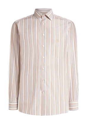 ETRO striped Pegaso-embroidered shirt - Neutrals