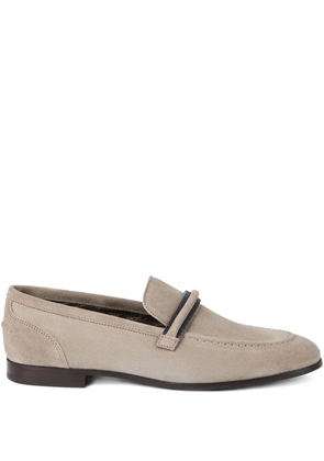 Brunello Cucinelli Monili-embellished suede loafers - Grey