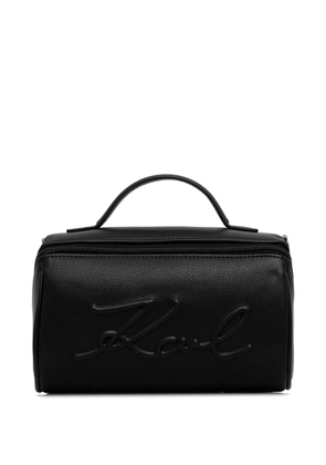 Karl Lagerfeld embossed-logo top handle make up bag - Black