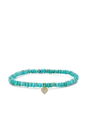 Sydney Evan 14K yellow gold Baby Heart turquoise and diamond bracelet
