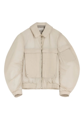 LEMAIRE detachable-collar zip-up puffer jacket - Neutrals