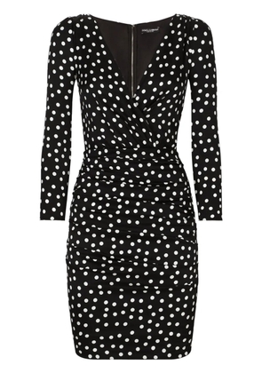 Dolce & Gabbana polka dot-print draped minidress - Black