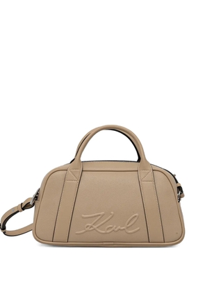Karl Lagerfeld embossed top-handle cross body bag - Neutrals