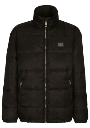 Dolce & Gabbana logo-tag high-neck padded jacket - Black