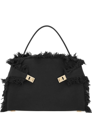 Ferragamo large Hug fringe-detail shoulder bag - Black