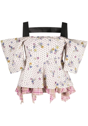 Natasha Zinko off-shoulder draped blouse - Neutrals