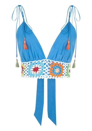 Olympiah crochet-trim cropped top - Blue